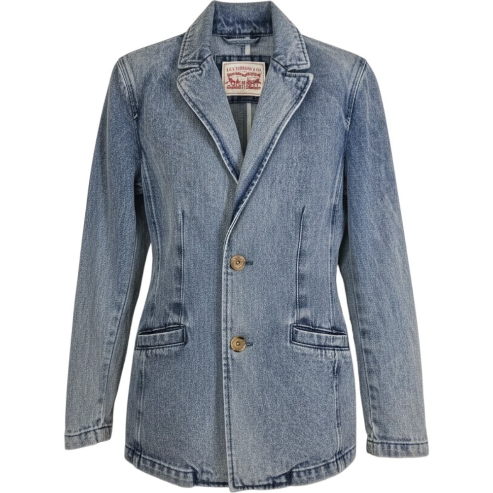Levi Strauss & Co Womens Denim Blazer Jacket Medium Wash Cotton XS LW4RC647